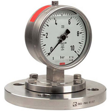Diaphragm pressure gauge Type: 1467 Stainless steel 316Ti Process connection: Flange